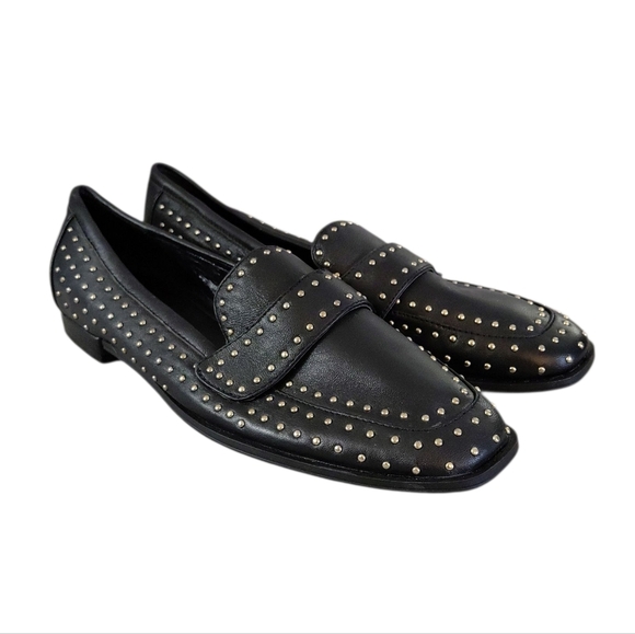 Chelsea & Violet Black Studded Loafers Women's Black And Silver Flats Size 6.5 - Picture 9 of 9